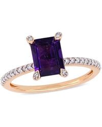 Amour - 1 1/2 Ct Tgw African Amethyst And 1/10 Ct Tw Diamond Ring - Lyst