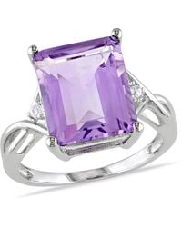 Amour - 5 7/ Ct Tgw Emerald Cut Amethyst Topaz Ring - Lyst