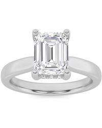 Mure And Co - 2Ctw Emerald Shaped Lab Grown Diamond (F/Vs) Hidden Halo Cathedral Shank Engagement Ring - Lyst
