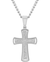Robert Alton - 3/8Ctw Diamond Stainless Steel Cross Pendant - Lyst