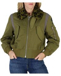 KENZO - Khaki Hana Leopard Dettail Bomber Jacket - Lyst