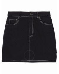 Burberry - Contrast-stitch Raw-denim Skirt - Lyst