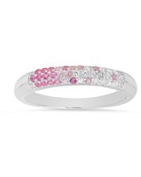 Kylie Harper - Sterling Petite Sapphire Ombre Pave Cz Band Ring - Lyst
