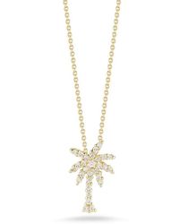 Roberto Coin - Tiny Treasures Yellow Gold Diamond Palm Tree Pendant Necklace 0.17ct - Lyst