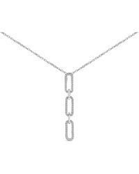 Haus of Brilliance - 14K 1/10 Cttw Diamond Triple Paper Clip Pendant Necklace - Lyst