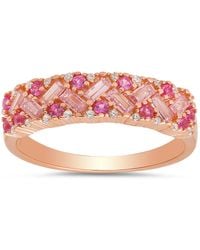 Kylie Harper - 14K Rose Over Sapphire Cz Ombre Baguette-Cut Band Ring - Lyst