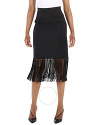Burberry - Mohair Wool A-line Fringed Skirt - Lyst