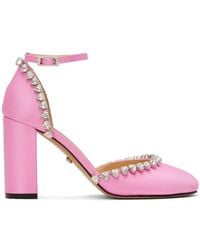 Mach & Mach - Audrey 95 Crystal Heart Satin Pumps - Lyst