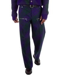 Burberry - Check-Pattern Wool Trousers, Brand Size 50 Waist - Lyst