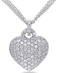 Amour - 3 1/2 Ct Tgw Created Sapphire Heart Pendant With Triple-Strand Chain - Lyst