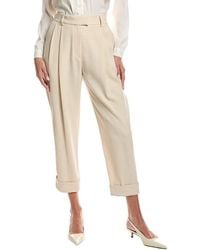 Brunello Cucinelli - Cream Wool Blend Pleated Trousers, Brand Size 44 (Us - Lyst