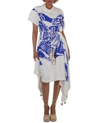 Burberry - Ekd Print Viscose Flag Dress, Brand Size 6 Us - Lyst