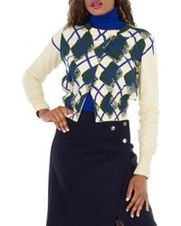 Burberry - Argyle-Intarsia Cropped Cotton Jumper - Lyst
