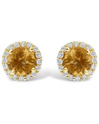 Haus of Brilliance - 10K Citrine And 1/6 Cttw Diamond Halo Stud Earring - Lyst