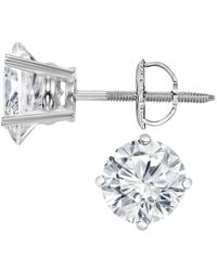 Brilliant Diamond - 14Kt 2.00 Carat Round Cut Lab Grown Diamond Stud Earrings For - Lyst
