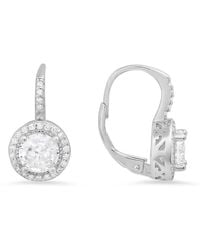Kylie Harper - Sterling Round-Cut Cubic Zirconia Cz Halo Leverback Earrings - Lyst