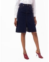 Burberry - Japanese Denim Midi Skirt, Brand Size 2 (Us - Lyst