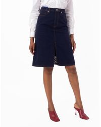 Burberry - Japanese Denim Midi Skirt, Brand Size 2 (Us - Lyst