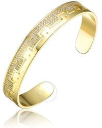 Rachel Glauber - Gold Plated With Cubic Zirconias Cuff Bracelet - Lyst