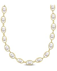 Amour - 8-8.5Mm Cultured Freshwater Pearl And 1/3 Ct Tgw Cubic Zirconia Halo Necklace - Lyst
