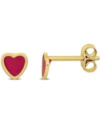 Amour - Enamel Heart Stud Earrings - Lyst