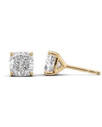 Tresorra - 14K 4 Ctw Cushion Cut Lab-Grown Diamond Igi Certified Stud Earrings - Lyst