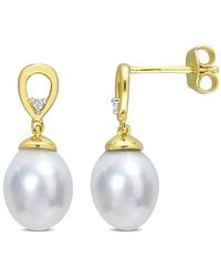 Amour - 8-9Mm South Sea Cultured Pearl And Topaz Drop Earrings - Lyst