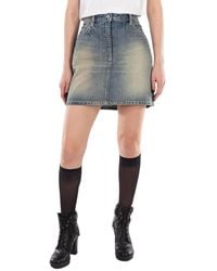 KENZO - High-Waisted Denim Skirt, Waist - Lyst