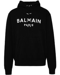 Balmain - Logo Printed Cotton Hoodie - Lyst