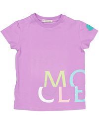 Moncler - Kids Pastel Cotton Logo Print Short Sleeve T-shirt - Lyst