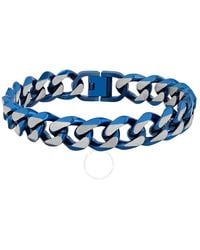 Robert Alton - Stainless Steel With Finish Curb Link Bracelet - Lyst