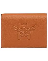 MCM - Embossed Logo Leather Mini Himmel Snap Wallet - Lyst