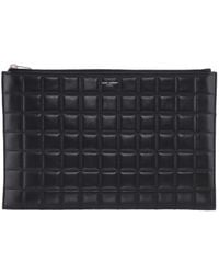 Saint Laurent - Quilted Leather Logo Pouch - Lyst