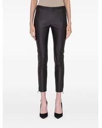 Ferragamo - Zip-Detail Leather Trousers - Lyst