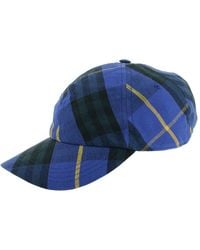 Burberry - Checker Linen Baseball Cap - Lyst