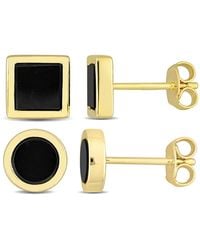 Amour - 2-Piece Set 1 5/8Ct Tgw Onyx Square And Round Stud Earrings - Lyst
