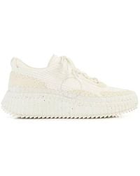 Chloé - Nama Mix Material Low-Top Sneakers, Brand Size 39 Us - Lyst