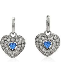 Swarovski - Rhodium Plated Idyllia Heart Drop Earrings - Lyst