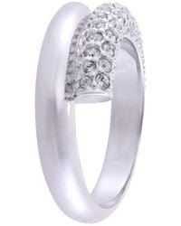 Swarovski - Rhodium Plated Dextera Ring, Size 52 - Lyst