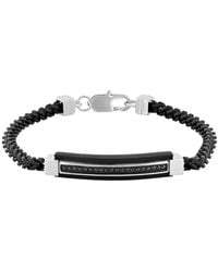 Robert Alton - 1/5Ctw Diamond Stainless Steel With Finish Id Bracelet - Lyst