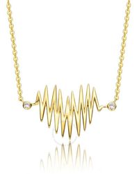 Rachel Glauber - Sterling Silver 14k Gold Plated Cubic Zirconia Spring Ring Heartbeat Necklace - Lyst