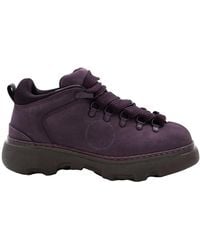 Burberry - Aubergine Lace-Up Leather Trek Ankle Boots, Brand Size 45 Us - Lyst
