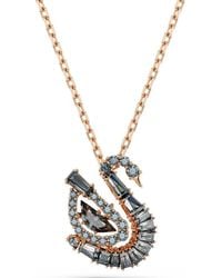 Swarovski - 18K Rose- Plated Swan Pendant Necklace - Lyst
