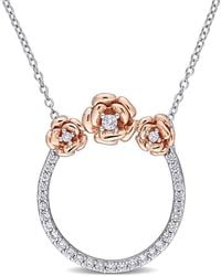 Amour - 3/5 Ct Tgw Created Sapphire Rose Open Circle Pendant With Chain - Lyst