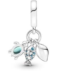 PANDORA - Ladies Fish, Sea Turtle & Conch Triple Dangle Charm - Lyst