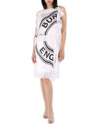 Burberry - Ladies Lace-Detail Logo Silk Slip Midi-Dress, Brand Size 10 (Us - Lyst