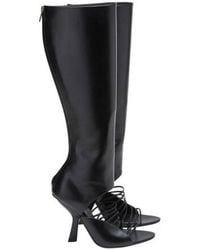 Ferragamo - Altaire Strappy Leather Knee-High Boots - Lyst