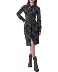 Burberry - Check Wool Blend Shirt Dress, Brand Size 2 Us - Lyst