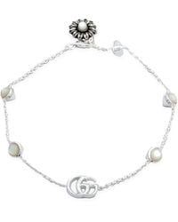 Gucci - Gg Marmont Mother Of Pearl Sterling Bracelet - Lyst