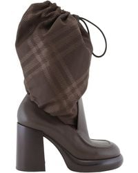 Burberry - Square-Toe Check-Print Boots, Brand Size 39 Us - Lyst